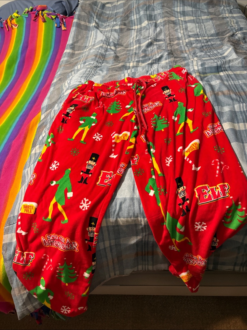 Unisex Red Elf & Nutcracker Holiday Pajama Pants size XL elastic waist and ties